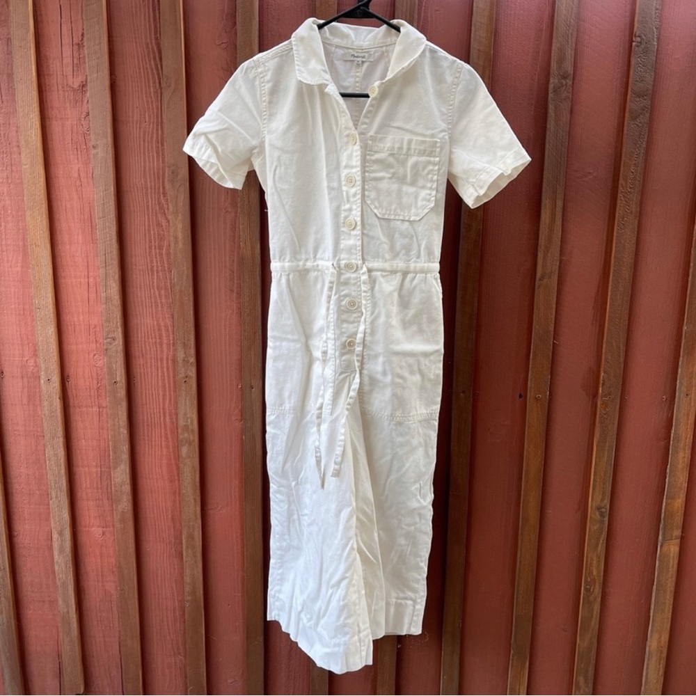 Madewell off white cream wide leg utility jumpsuit size 8 Women